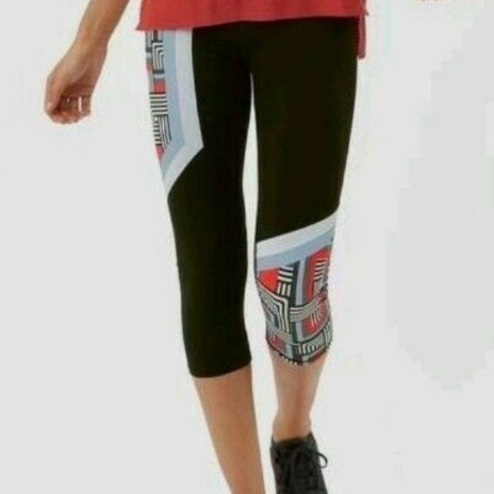 Sweaty Betty Black Geo Print Zero Gravity High-Waisted Crop Leggings (Size XS)